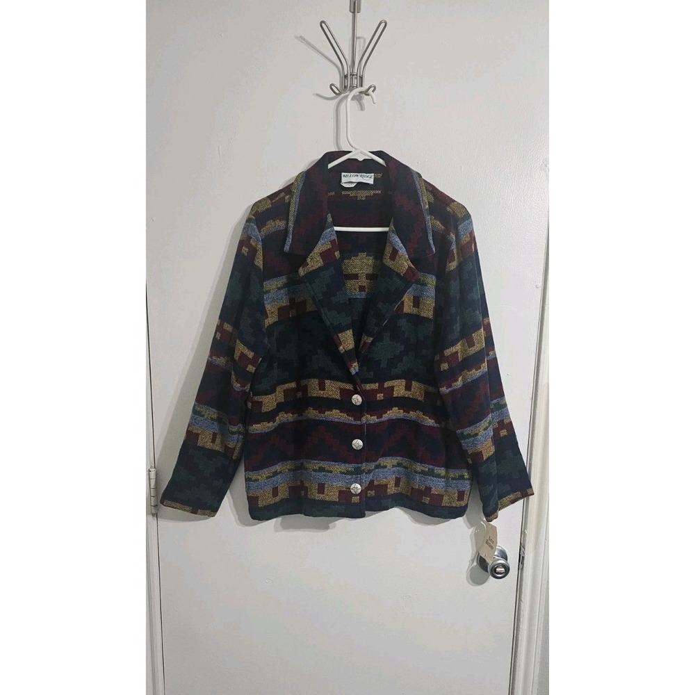 Vtg Willow Ridge Jacket Shacket Women's Size 16 Tapestry Vintage Aztec Green Red